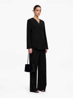 Blazer-chemise de smoking avec finitions en satin - Noir — photo 2