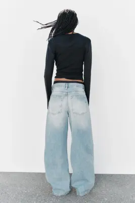 Barrel High Waist Jeans - Bleu denim clair — photo 5