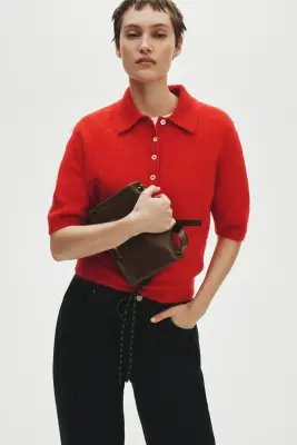 Polo en mohair mélangé - Rouge — photo 2
