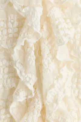 Blouse en jersey façon dentelle - Crème — photo 4