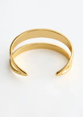 Bracelet manchette cylindrique - Doré — photo 2