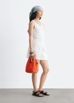 Short taille haute en coton - Blanc — photo 4