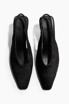 Escarpins à talon en cuir avec bride arrière - Noir — photo 1