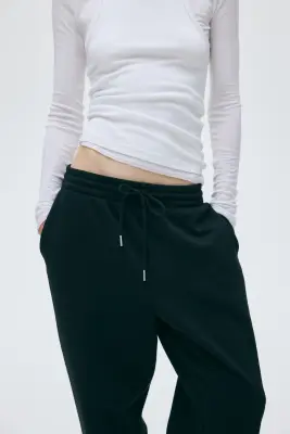 Pantalon en molleton de coton mélangé - Noir — photo 2