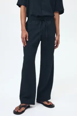 Pantalon texturé Relaxed Fit - Noir — photo 2
