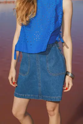 Mini-jupe en jean Femme — photo 2
