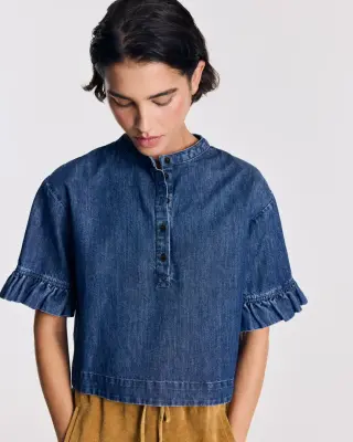 Blouse Constantine bleu chambray foncé — photo 3