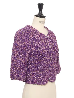 Veste gilet par LESAGE en soie violet et rose Eté 2022 Prix boutique 4000€ Taille 36 — photo 3