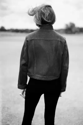 Veste cloutée en denim - Gris denim foncé — photo 3
