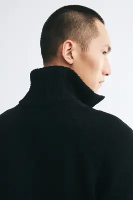 Gilet zippé Relaxed Fit en fil chenille - Noir — photo 2