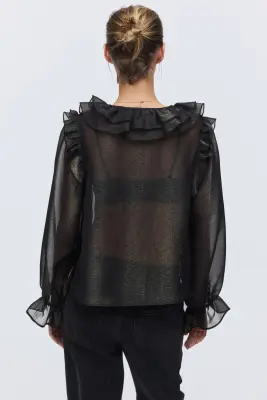 Blouse volantée - Noir — photo 3