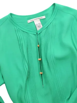 Blouse manches longues col rond en crêpe vert prairie Prix boutique 310€ Taille 38 — photo 2