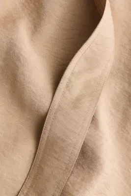 Robe chemise avec ceinture à nouer - Beige — photo 4