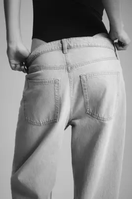 Wide High Waist Jeans - Gris denim — photo 3