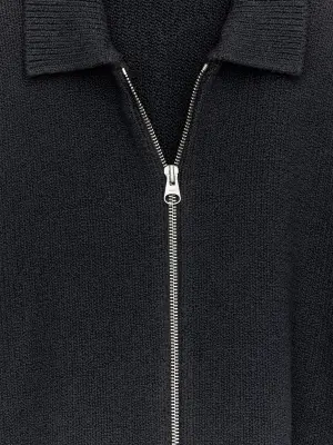 Cardigan zippé en coton mélangé - Bleu foncé — photo 4