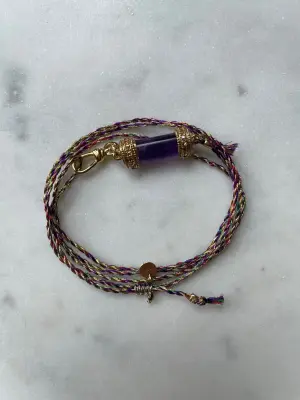 Nouveau ! ROOM SERVICE JEWELRY Collier Deva Multi tours Cordon De Soie Améthyste — photo 2