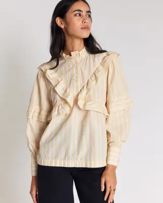 Blouse Amelia rayures jaunes — photo 1
