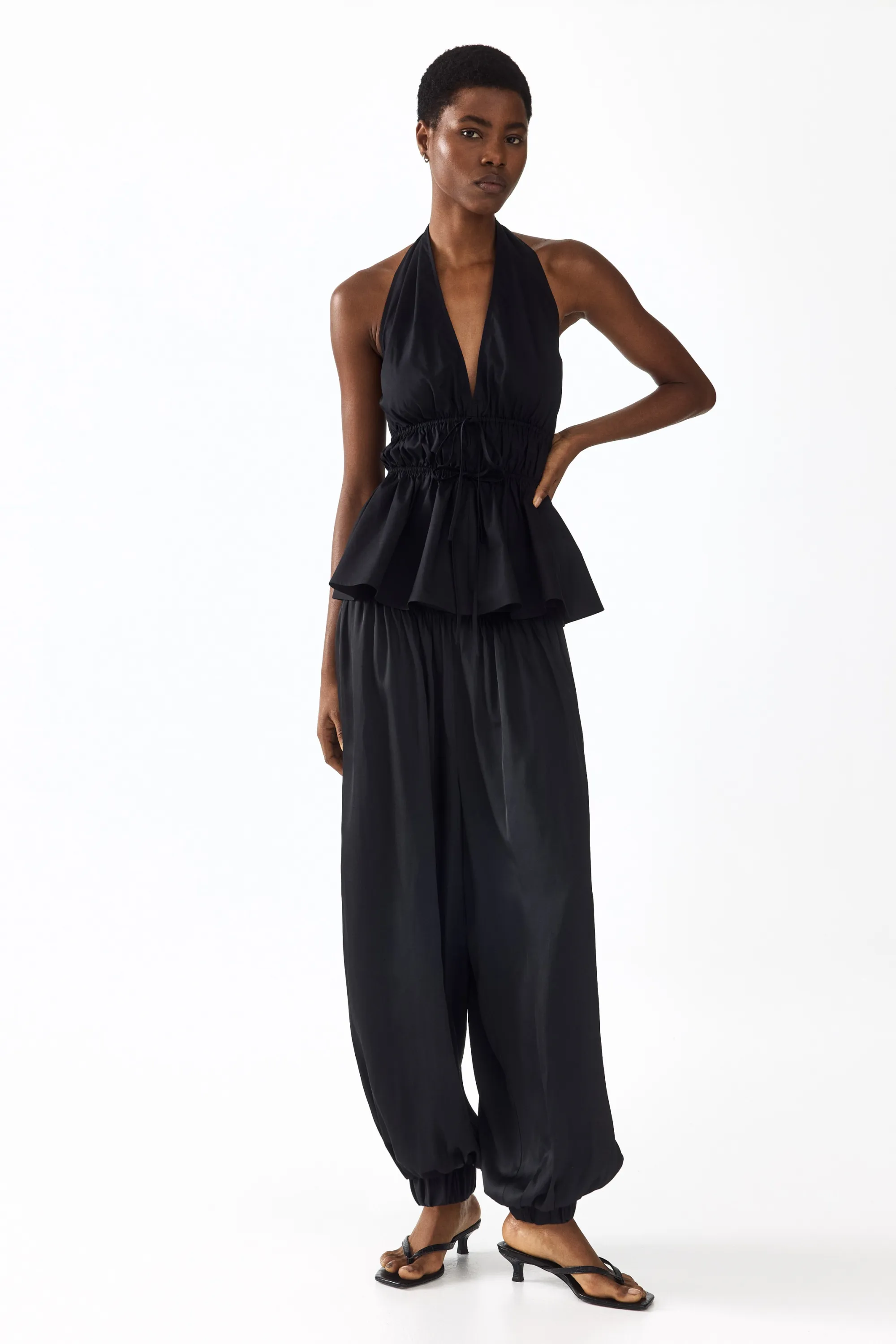 Top péplum avec dos nu - Noir