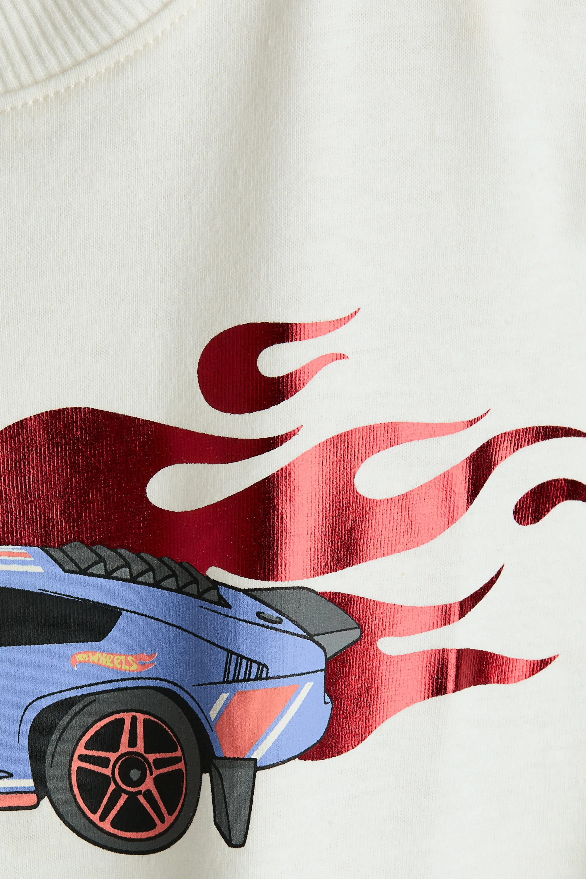 T-shirt imprimé à manches longues - Ivoire/Hot Wheels