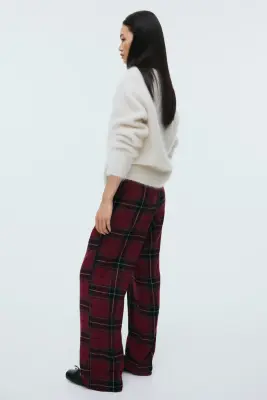 Pantalon avec cordon de serrage - Rouge/carreaux — photo 2