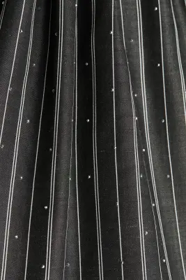 Mini jupe-short ornementée - Gris foncé/rayé — photo 4