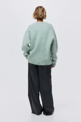 Pull en mohair mélangé - Vert menthe — photo 3