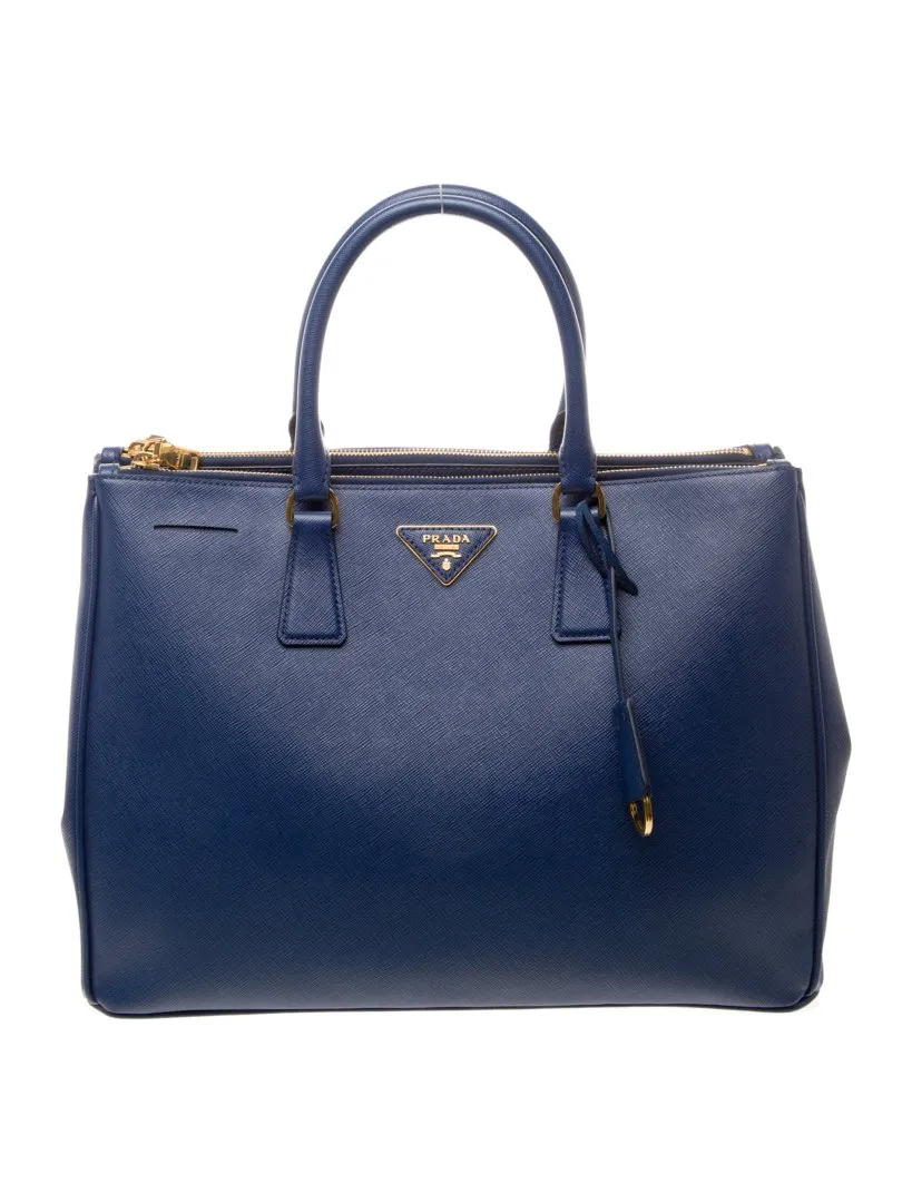 Maroquinerie sac galleria double zip cuir bleue avec bandouliere