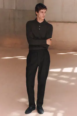 POLO SLIM EN LAINE MÉRINOS - GRIS ANTHRACITE CHINÉ — photo 5
