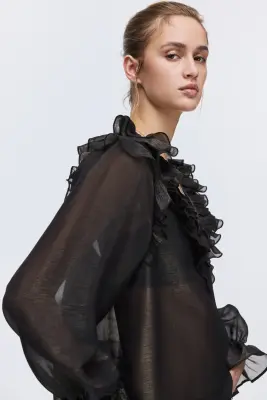 Blouse volantée - Noir — photo 2