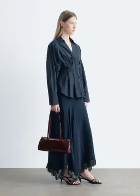 Chemise ajustée en coton - Bleu foncé — photo 4