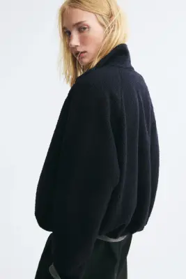 Veste en tissu peluche - Bleu marine — photo 4