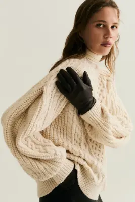 Pull en maille torsadée - Crème — photo 2