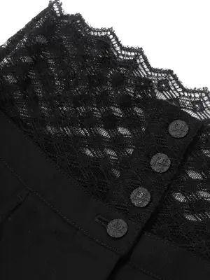 Pantalon droit en laine noir ceinture dentelle de calais Prix boutique 2500€ Taille 34 — photo 2