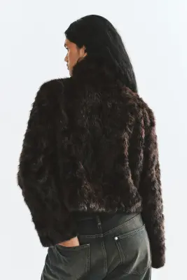 Veste duveteuse avec col entonnoir - Marron — photo 3