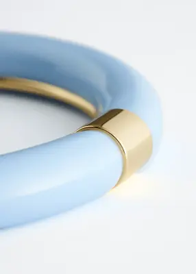 Bracelet jonc en résine et en métal contrasté - Bleu/Doré — photo 3