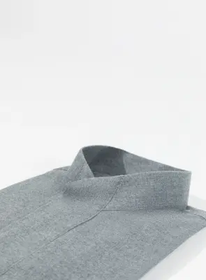 Origami Collar Shirt in Heather Gray Cotton Flannel — photo 5
