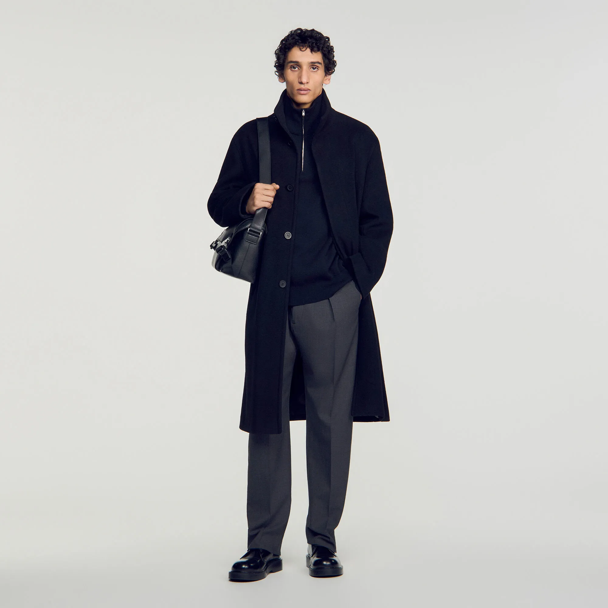 Manteau long en laine et cachemire