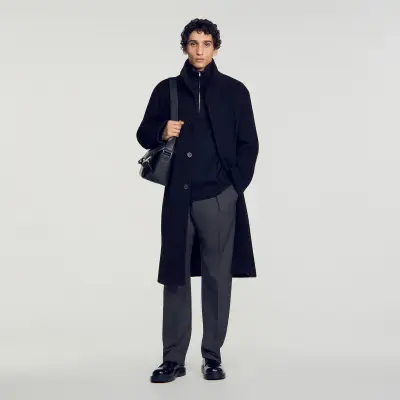 Manteau long en laine et cachemire