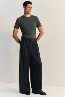 T-SHIRT SLIM EN COTON CÔTELÉ - CHARBON — photo 5