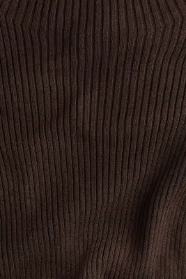 MAMA Robe en maille côtelée avec col cheminée - Marron foncé — photo 5