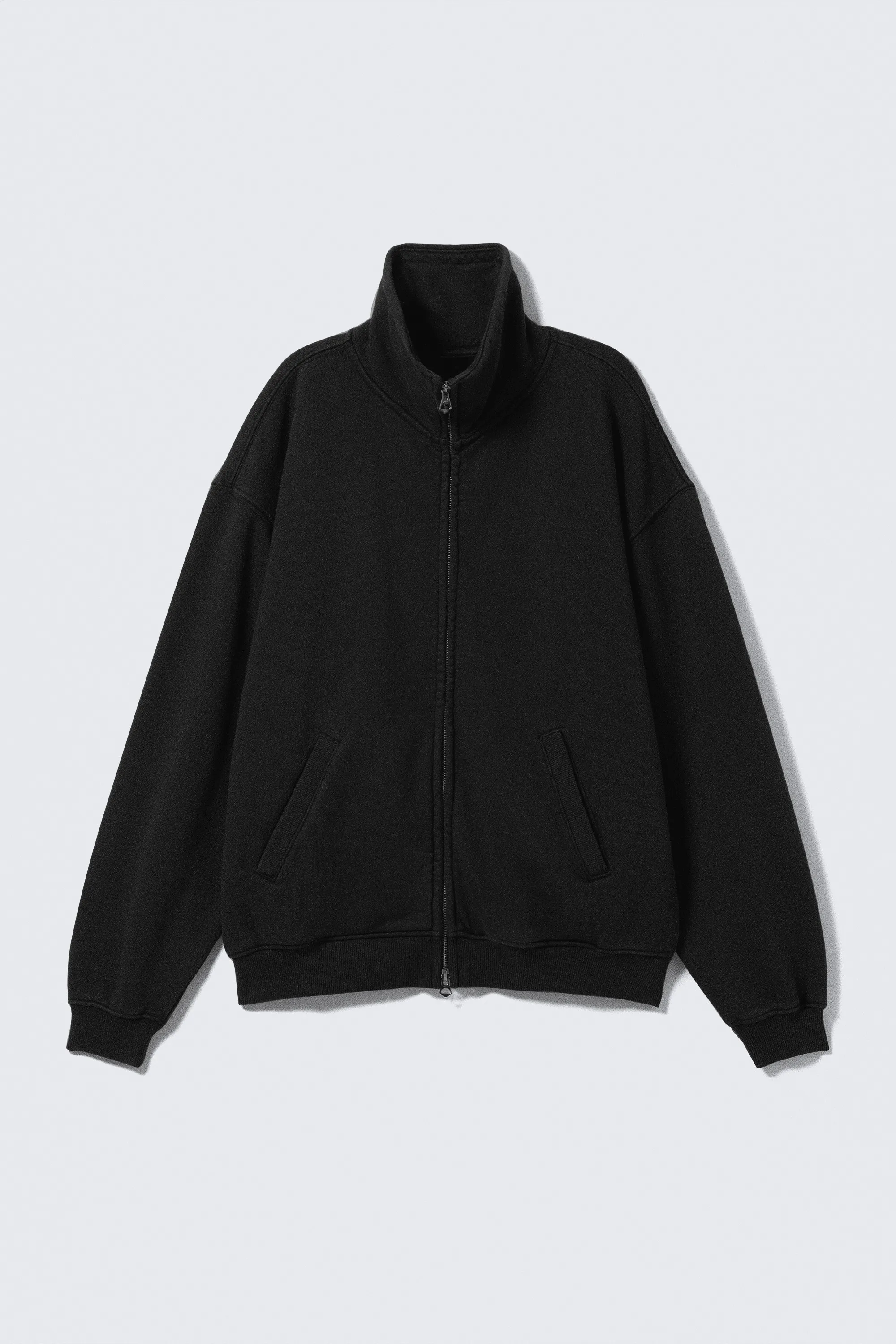 Cardigan zippé ample col cheminée - Noir