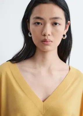 Pull oversize en laine mérinos - Jaune — photo 4