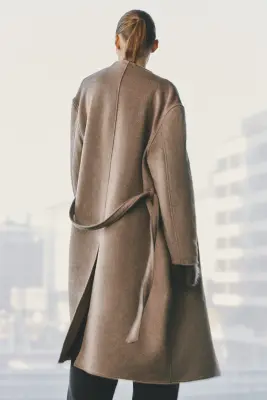 Manteau en laine mélangée - Taupe foncé — photo 3