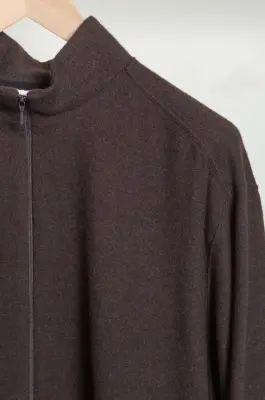 Still By Hand – Cashmere mixed high neck blouson BL04263OS – DARK BROWN — photo 5