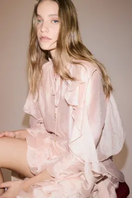 Blouse volantée - Rose clair — photo 3