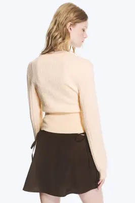 Cardigan En Maille À Col V - Beige — photo 3