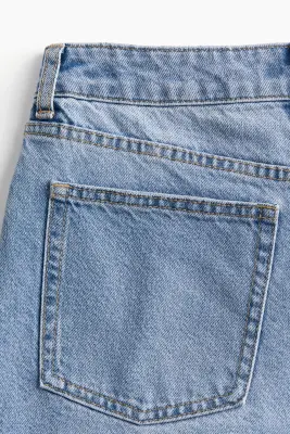 Short taille haute en denim - Bleu denim clair — photo 2