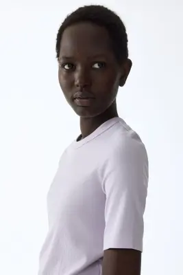 T-shirt côtelé - Lilas — photo 2