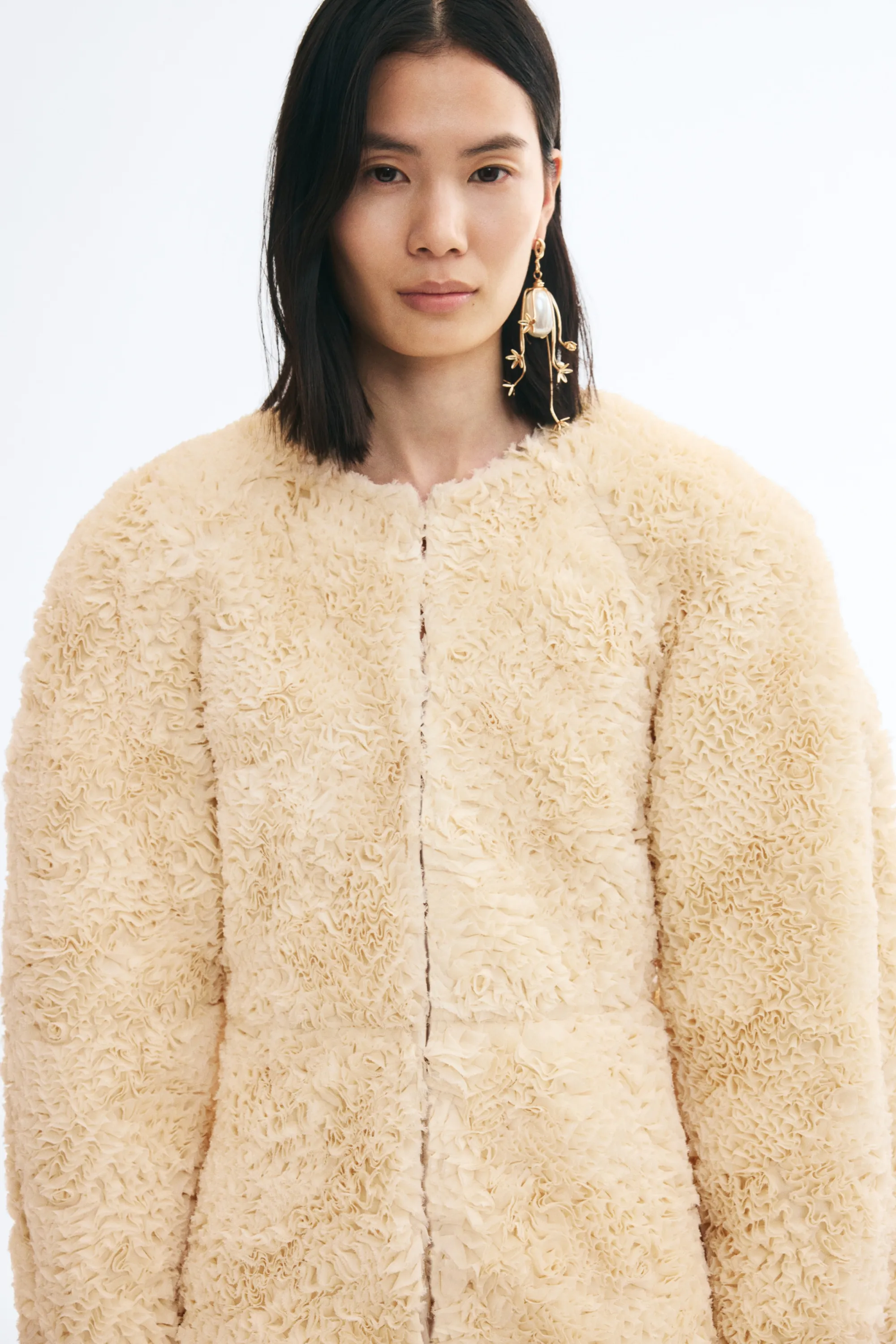 Ruffle-appliquéd jacket - Beige clair