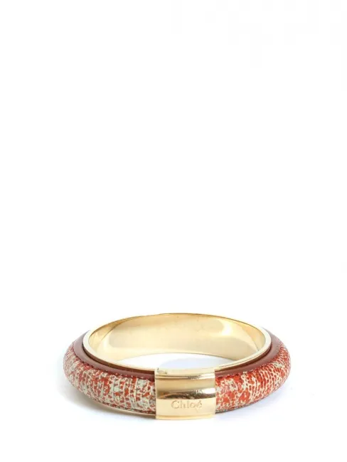 Bracelet en laiton doré et cuir bordeaux Prix boutique 340€